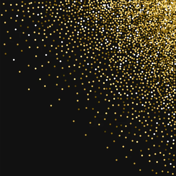 Paillettes rondes en or Scattered coin supérieur droit avec paillettes rondes en or sur fond noir magnétique — Image vectorielle