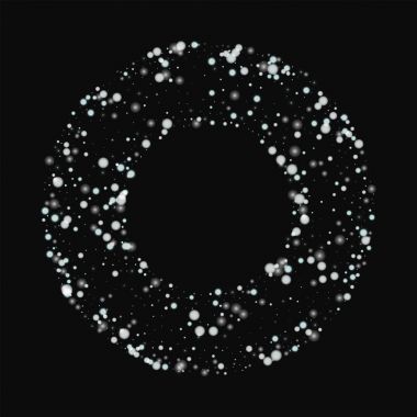 Siyah arka planda güzel güzel yağan kar ile yuvarlak simit çerçeve güzel yağan kar