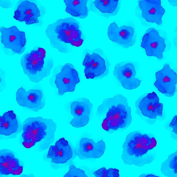 섬세 한 꽃 패턴 블루 부드러운 수채화 원활한 패턴 독특한 수채화 개요 — 스톡 사진