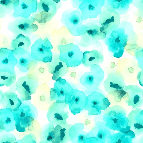 Delicate floral pattern Cyan silky watercolor seamless pattern Ideal watercolor abstract — Stock Photo, Image