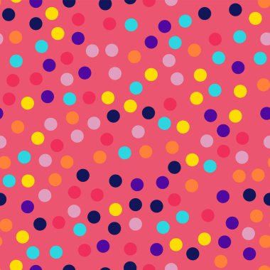 Memphis stili puantiyeli seamless modeli pembe arka plan dikkat çekici modern memphis polka noktaları üzerinde