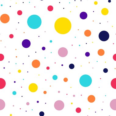 Memphis stili puantiyeli Dikişsiz desen beyaz arka plan benzersiz modern memphis polka noktaları üzerinde