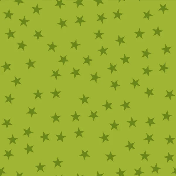 Estrellas de olivo patrón sin costuras sobre fondo verde Excelentes interminables estrellas de olivo dispersas al azar — Vector de stock