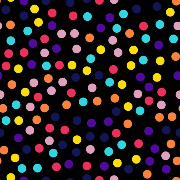 Memphis stylu kropki wzór na czarne tło fajne nowoczesne memphis polka dots — Wektor stockowy