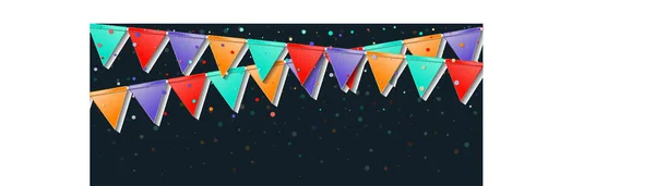 Бантинг флаги гирлянда Свежие праздничные открытки Яркие праздничные украшения и конфетти Бантинг — стоковый вектор