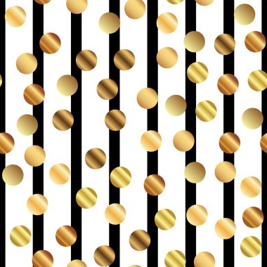 Siyah ve beyaz çizgili arka plan güzel degrade altın altın nokta Dikişsiz desen