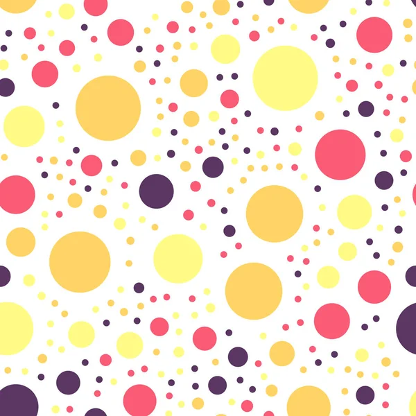 Pois colorés motif sans couture sur fond noir 25 Merveilleux pois colorés classiques — Image vectorielle