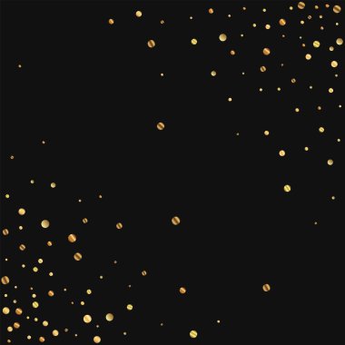 Seyrek altın konfeti soyut siyah arka planda vektör çizim kaotik karmaşa