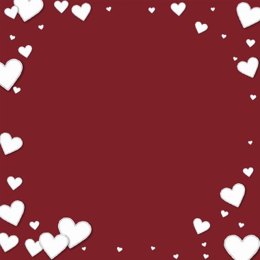 Kesme kağıt kalpler köşe çerçeve şarap kırmızı arka plan vektör çizim üzerinde