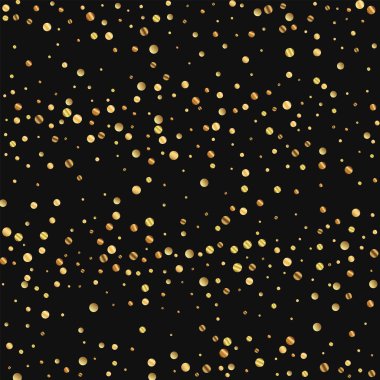 Seyrek altın konfeti dağılım yatay çizgiler siyah arka planda vektör çizim