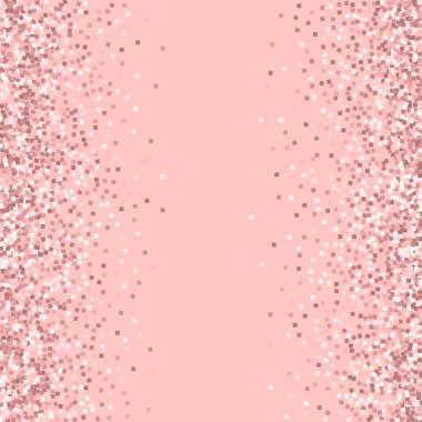 Pembe sevimli vektör arka plan üzerinde pembe altın glitter ile pembe altın glitter dağınık çerçeve