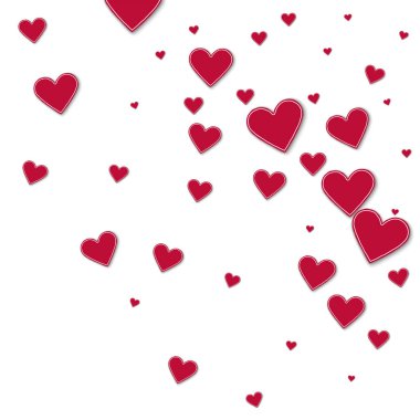 Beyaz arka planda vektör çizim silueti kırmızı kağıt kalpler Random degrade dağılım