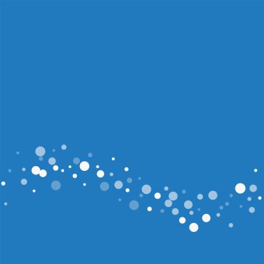 Vektör çizim mavi zemin üzerine beyaz noktalar alt dalga düşme ile beyaz noktalar düşen