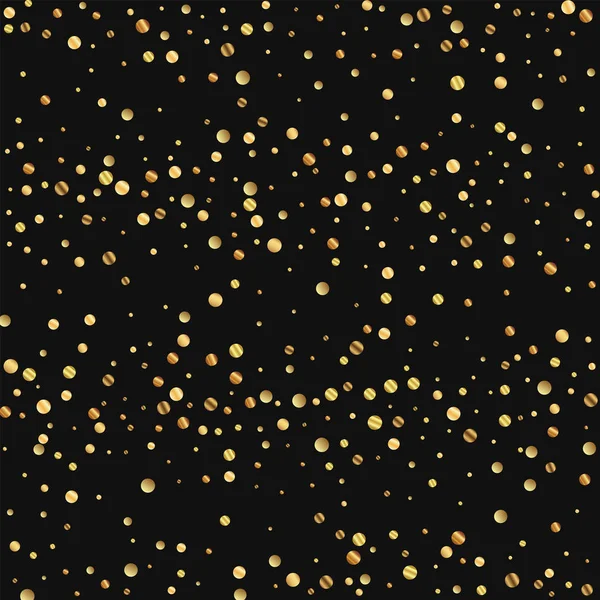 Seyrek altın konfeti dağılım yatay çizgiler siyah arka planda vektör çizim — Stok Vektör