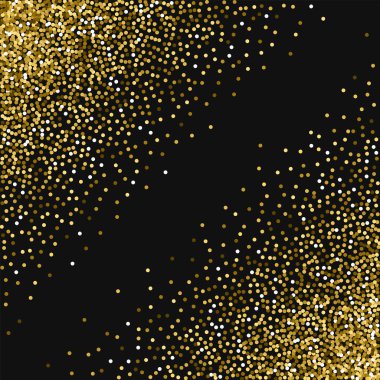 Siyah arka planda güzel yuvarlak altın glitter ile yuvarlak altın glitter soyut kaotik dağılım