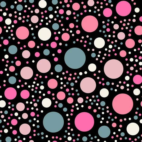 Barevné puntíky bezešvé vzor na pozadí černá 8 docela klasické barevné puntíky — Stockový vektor