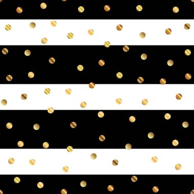 Altın nokta seamless modeli siyah beyaz çizgili arka plan şaşırtıcı degrade altın noktalar üzerinde