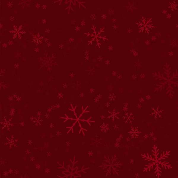 Прозрачные снежинки бесшовный узор на вине красный рождественский фон Хаотические разбросаны — стоковый вектор
