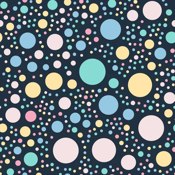Färgglada prickar sömlösa mönster på svart 9 bakgrund utmärkta klassiska färgglada prickar — Stock vektor