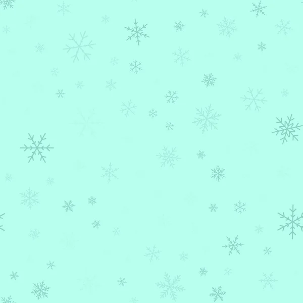 Flocon de neige bleu motif sans couture sur fond de Noël turquoise Chaotique dispersé bleu — Image vectorielle