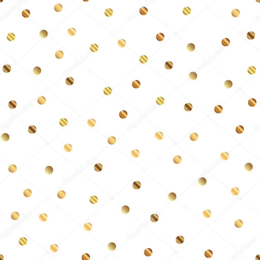 Golden dots seamless pattern on white background Memorable gradient golden dots endless random