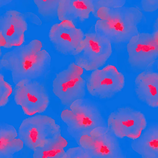 Pola bunga yang halus Warna air sutera biru Pola yang mulus Warna air yang menarik abstrak — Stok Foto