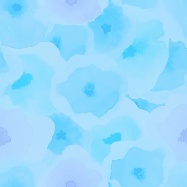 Delicate bloemmotief blauwe zijdeachtige aquarel naadloze patroon ongebruikelijke aquarel abstract — Stockfoto