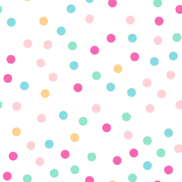 Pois colorés motif sans couture sur fond blanc 3 Pois colorés classiques — Image vectorielle