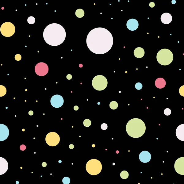Барвисті горошок безшовні візерунок на чорний 4 фон Mindblowing класичний барвисті горошок — стоковий вектор