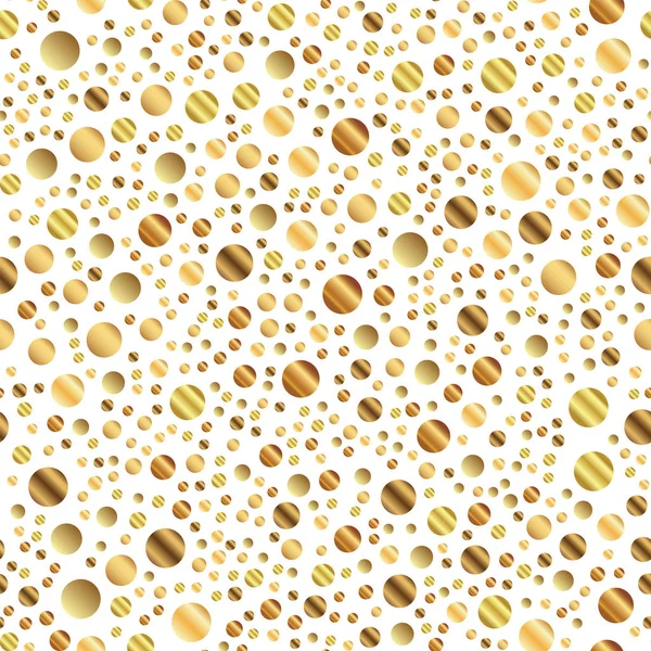 Arany pontok fehér alapon varrat nélküli mintát ragyogó színátmenet, arany pontok végtelen véletlenszerű — Stock Vector