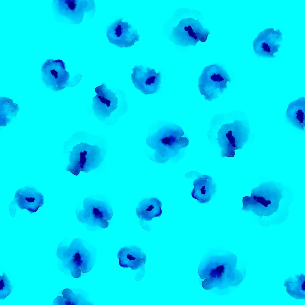 Zarte florale Muster hellblau seidig Aquarell nahtlose Muster ausgezeichnete Aquarell abstrakt — Stockfoto