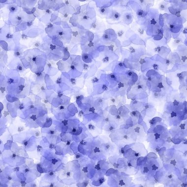 Narin çiçek desenli Indigo ipeksi suluboya seamless modeli muhteşem suluboya soyut