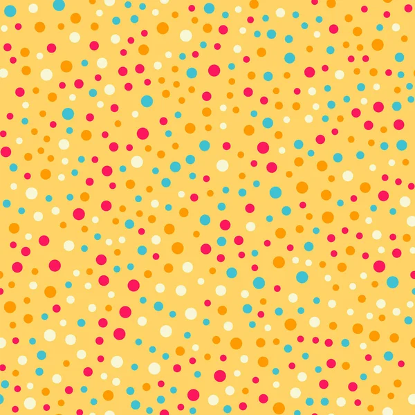 Colorful polka dots seamless pattern on bright 18 background Pleasant classic colorful polka dots — Stock Vector