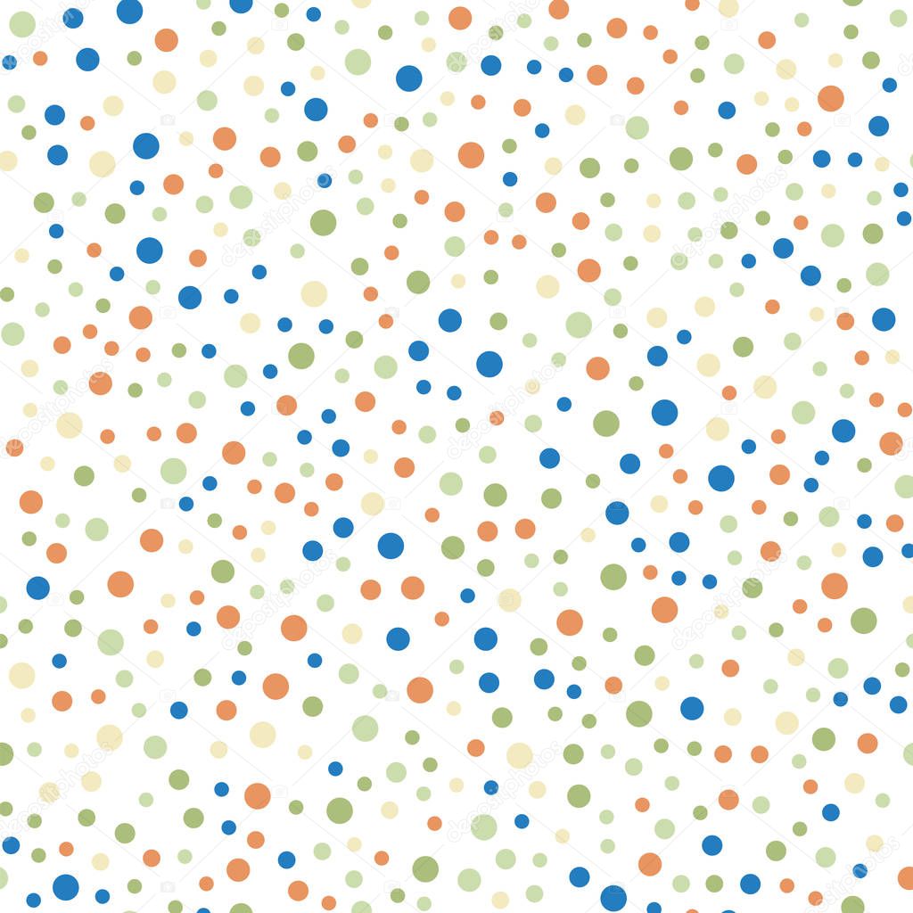Colorful polka dots seamless pattern on white 6 background Delicate classic colorful polka dots