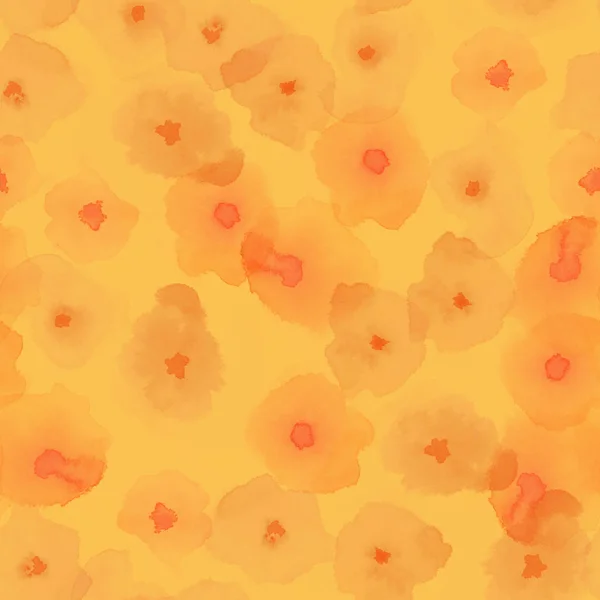 Ніжний квітковий візерунок помаранчевий шовковистою аквареллю безшовні візерунок вражаючі аквареллю реферат — стокове фото