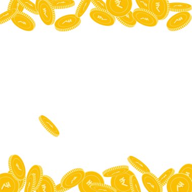 Hint Rupisi düşen dağınık büyük INR sikkeleri üzerinde beyaz arka plan muhteşem sınırları vektör paralar