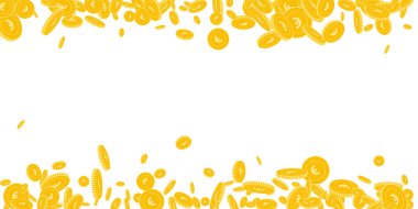 Avrupa Birliği Euro düşen parçalı Eur paralar sulu dağınık beyaz arka plan üzerinde kayan paralar