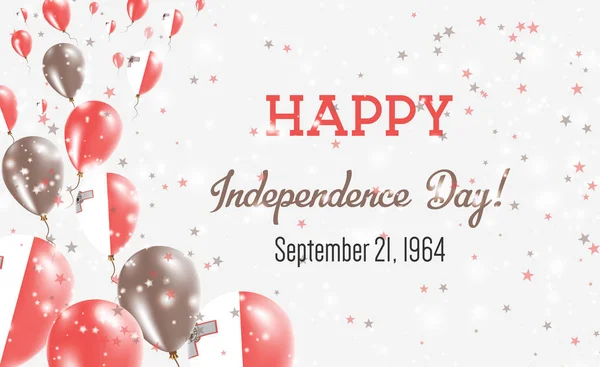 Dzień Niepodległości Malta pozdrowienie Card. Latające balony w barwach narodowych Malta. Ilustracja wektorowa Malta szczęśliwy dzień niepodległości. — Wektor stockowy