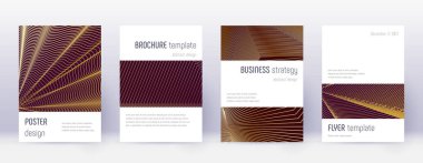 Minimalist broşür tasarım şablonu seti. Altın karın