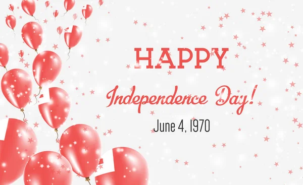 Dzień Niepodległości Tonga pozdrowienie Card. Latające balony w barwach narodowych Tonga. Ilustracja wektorowa Tonga szczęśliwy dzień niepodległości. — Wektor stockowy