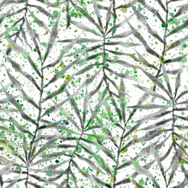 Tropikal seamless modeli. Suluboya dikenli palm 