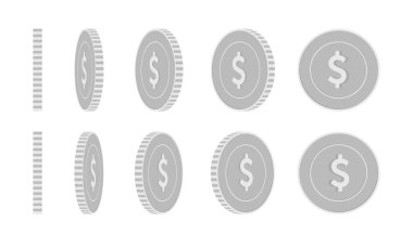 Amerikan Doları dönen paralar seti, animasyon okunuyor