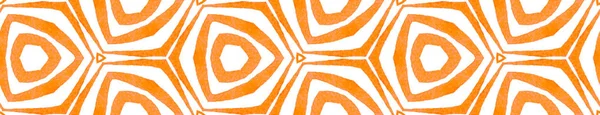 Оранжевый калейдоскоп Бесшовный пограничный свиток. Геомет — стоковое фото