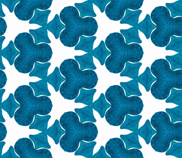 青いスプリングジオメトリシームレスパターン。手描き — ストック写真