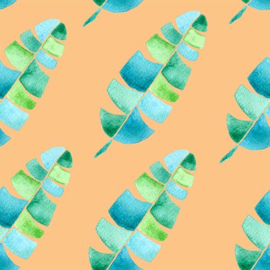 Tropikal seamless modeli. Suluboya çocuksu pa