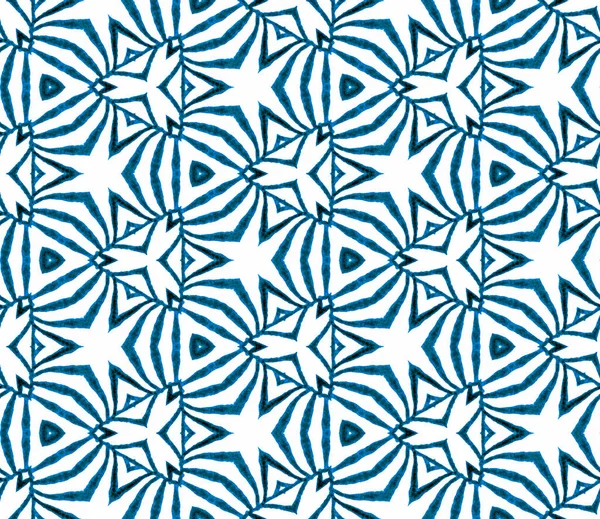 Niebieski bezszwowy wzór. Ręcznie rysowane waterc — Zdjęcie stockowe