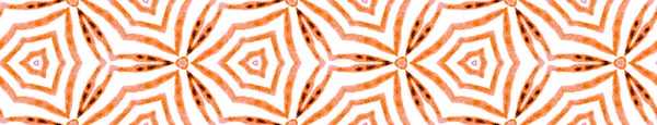 Оранжевый, нарисованный вручную свиток Seamless Border. Геометрическая — стоковое фото