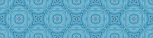 Pergamena di confine blu senza cuciture. Acquerello geometrico — Foto Stock