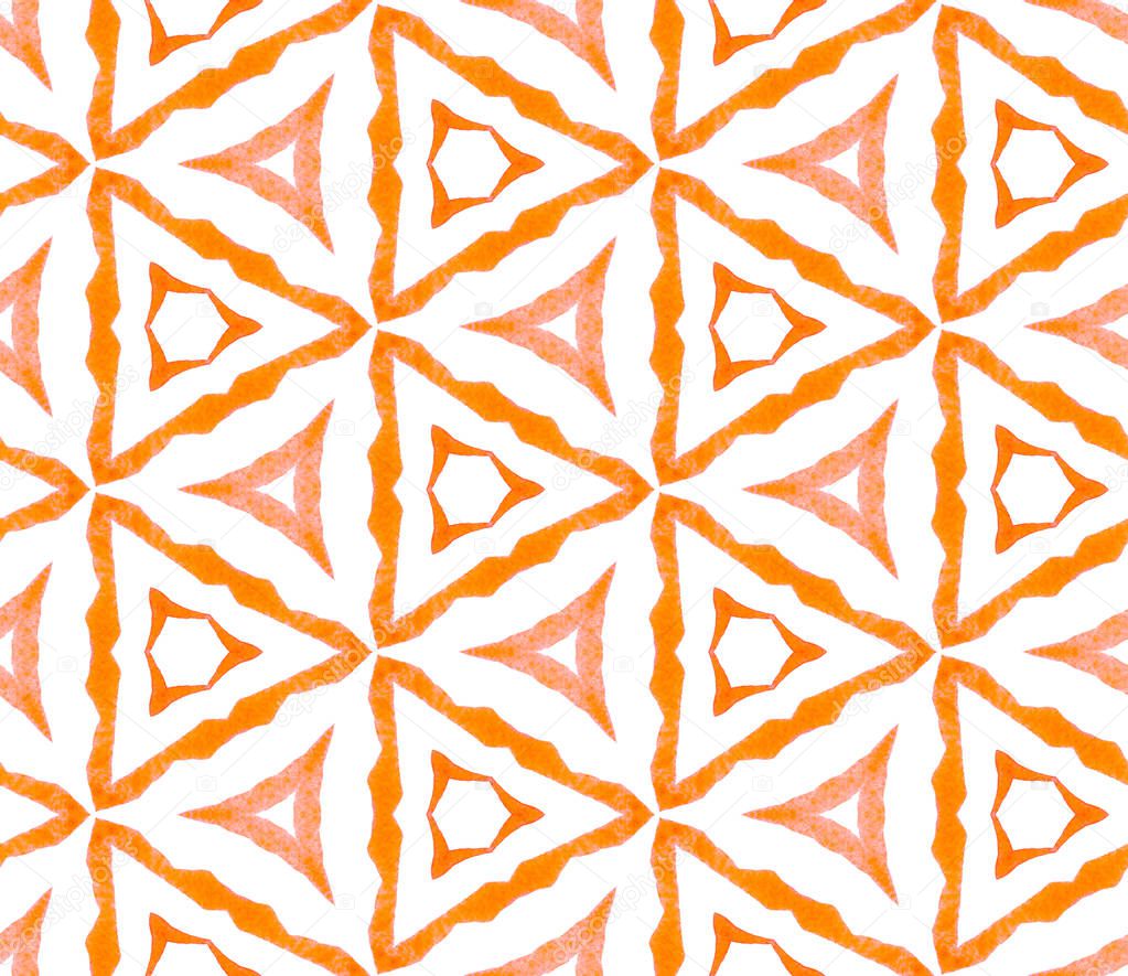 Orange medallion seamless pattern. Hand drawn wate