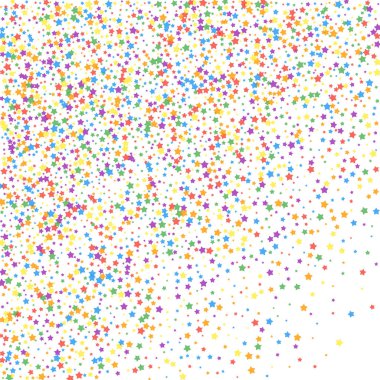 Şenlikli konfeti. Kutlama yıldızları. Gökkuşağı parlaklığı